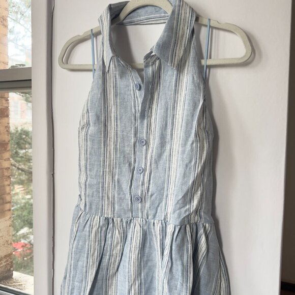 NWT Reformation Tace Linen Midi Dress Corsica Stripe Blue White 10 - Picture 7 of 15